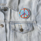 Blume Power Frieden | hellblau glänzen Button (Beispiel)