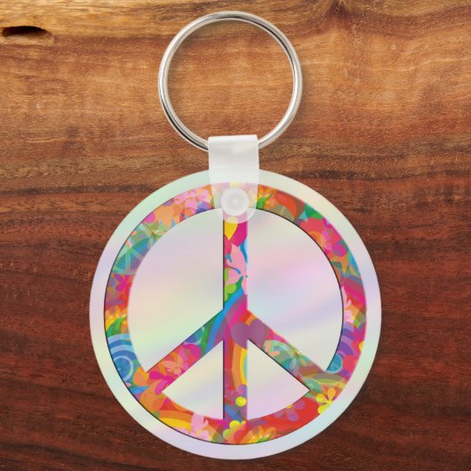 Blume Power Frieden | hellfarbig Schlüsselanhänger (Vorderseite)