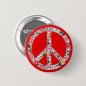 Blume Power Frieden I| Feuerroter Spritzer Button (Vorne & Hinten)