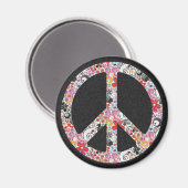 Blume Power Frieden I | Schwarzer Spritzer Magnet (Vorderseite/Rückseite)
