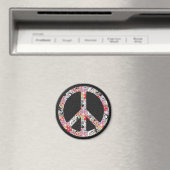 Blume Power Frieden I | Schwarzer Spritzer Magnet (In Situ (Geschirrspüler))