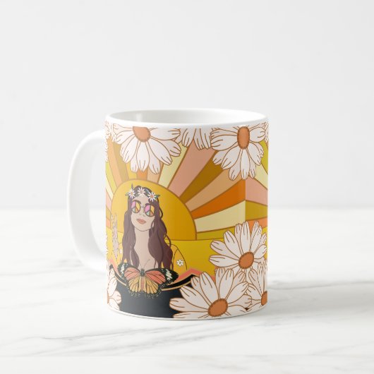 Blume Power Frieden Kaffeetasse (Vorderseite Links)