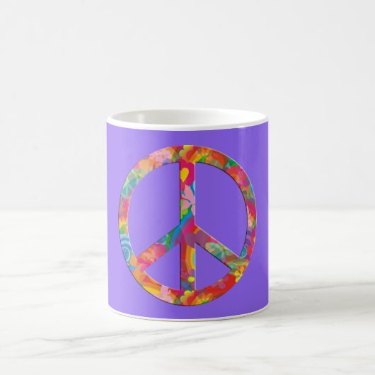Blume Power Frieden | lila Kaffeetasse (Mittel)