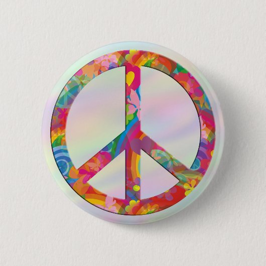 Blume Power Frieden | Pastell Button (Vorderseite)