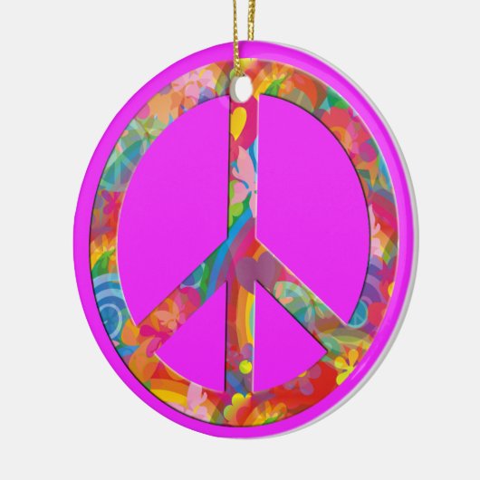 Blume Power Frieden | rosa Keramik Ornament (Links)