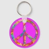 Blume Power Frieden | rosa Schlüsselanhänger (Vorderseite)