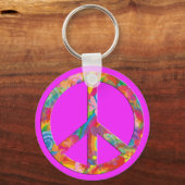 Blume Power Frieden | rosa Schlüsselanhänger (Vorderseite)
