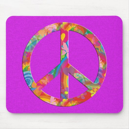 Blume Power Frieden | Rosa Spritzer Mousepad (Vorne)