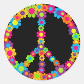 Blume Power Frieden Runder Aufkleber (Vorderseite)