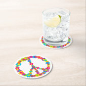 Blume Power Frieden Runder Pappuntersetzer (Vor Ort)