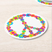 Blume Power Frieden Runder Pappuntersetzer (Angewinkelt)