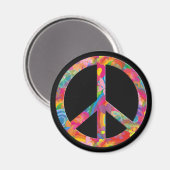 Blume Power Frieden | schwarz Magnet (Vorderseite/Rückseite)