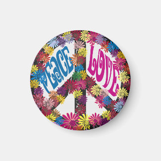Blume Power Frieden und Liebe Hippie Symbole Magne Magnet