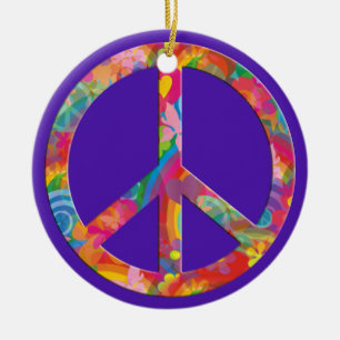 Blume Power Frieden   violett Keramikornament