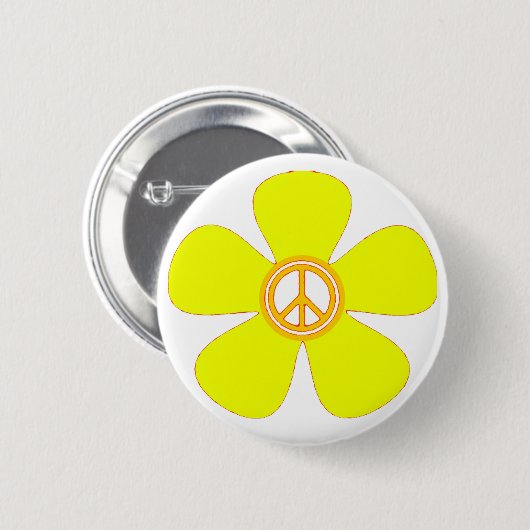 Blume Power Friedenszeichen Button (Vorne & Hinten)