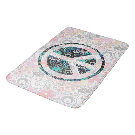 Blume Power Friedenszeichen III + Ihr Backgr. Idee Badematte (Schrägansicht)