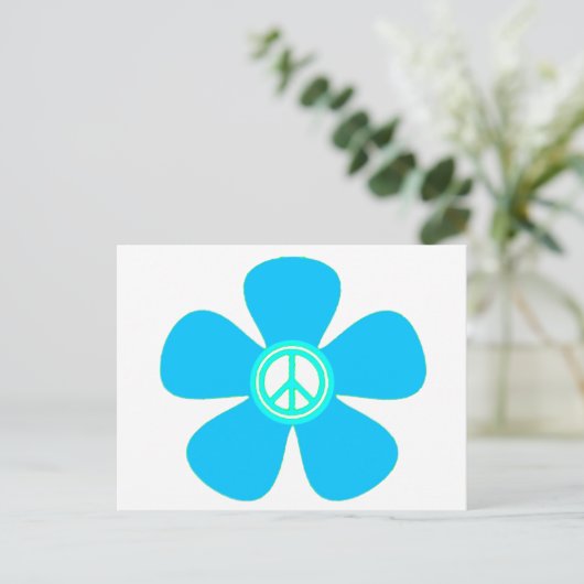 Blume Power Friedenszeichen Postkarte (Stehend Vorderseite)