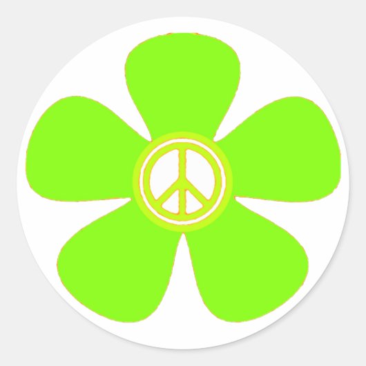 Blume Power Friedenszeichen Runder Aufkleber (Vorderseite)