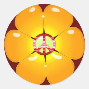 Blume Power Friedenszeichen Runder Aufkleber