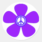 Blume Power Friedenszeichen Runder Aufkleber (Vorderseite)