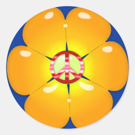 Blume Power Friedenszeichen Runder Aufkleber (Vorderseite)