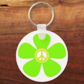 Blume Power Friedenszeichen Schlüsselanhänger (Vorderseite)