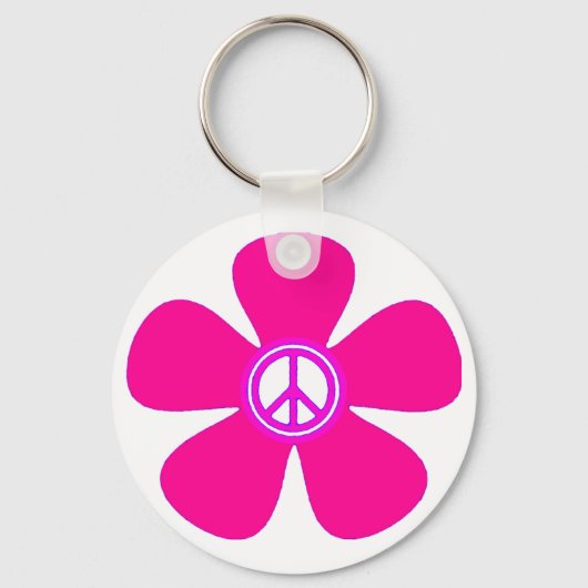 Blume Power Friedenszeichen Schlüsselanhänger (Vorderseite)