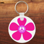 Blume Power Friedenszeichen Schlüsselanhänger (Vorderseite)