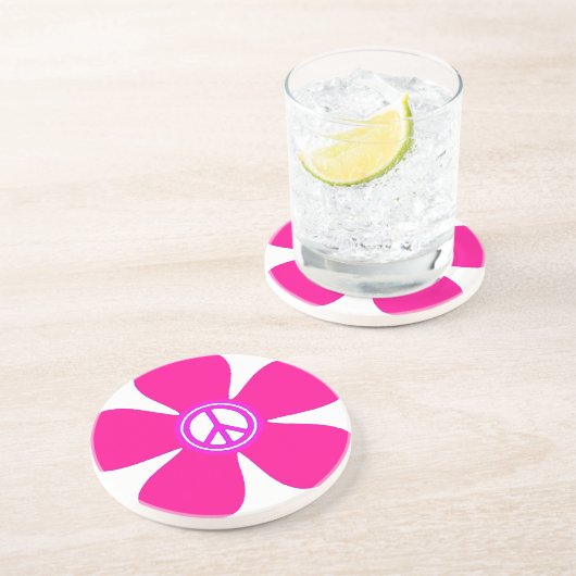 Blume Power Friedenszeichen Untersetzer (Seite)