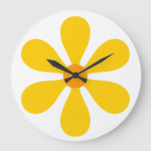 Blume Power - gelb Große Wanduhr