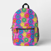 Blume Power Happy Hippie Boho Bedruckter Rucksack (Vorderseite)