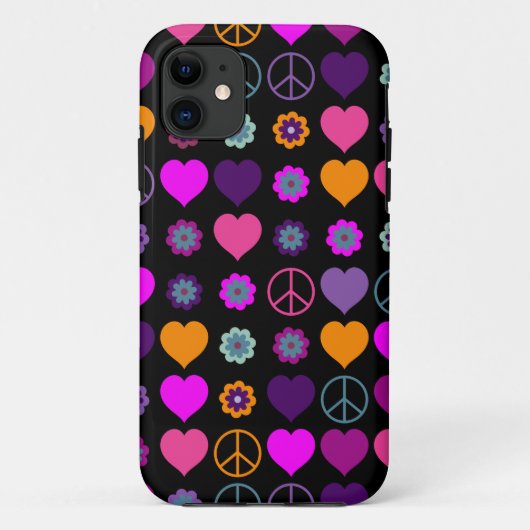 Blume Power HerzfriedenPattern + Ihr Backgr. Case-Mate iPhone Hülle (Rückseite)