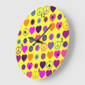 Blume Power HerzfriedenPattern + Ihr Backgr. Große Wanduhr (Winkel)