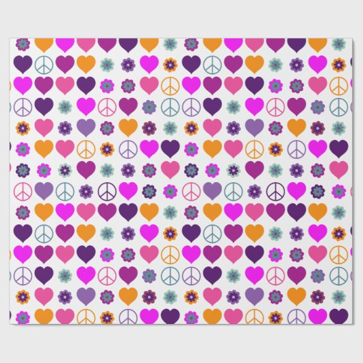 Blume Power Herzfriedensmuster + Ihr Backgr. Geschenkpapier (Flach)