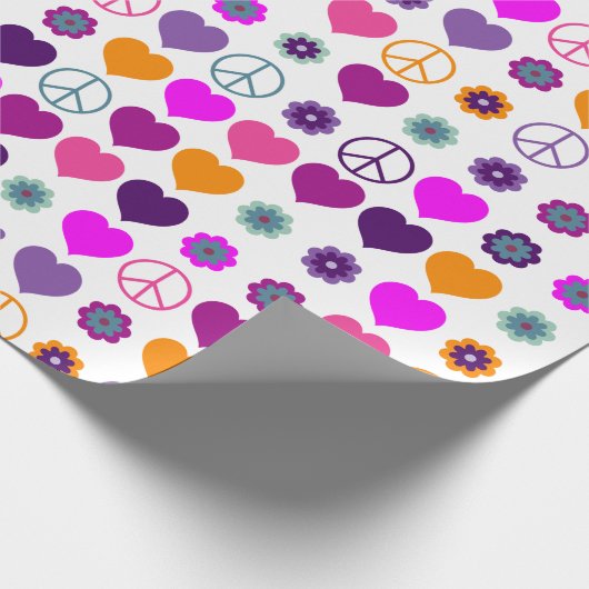 Blume Power Herzfriedensmuster + Ihr Backgr. Geschenkpapier (Ecke)