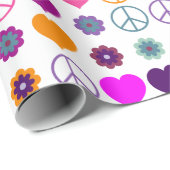 Blume Power Herzfriedensmuster + Ihr Backgr. Geschenkpapier (Rolleneckpunkt)