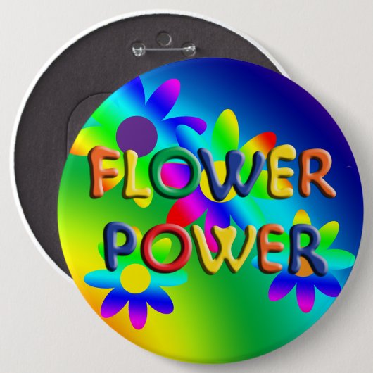 Blume Power Hippie 6" Schaltfläche Button (Vorne & Hinten)