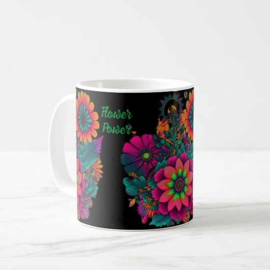 Blume Power Hippie Boho Personalisiert Kaffeetasse (Vorderseite Links)