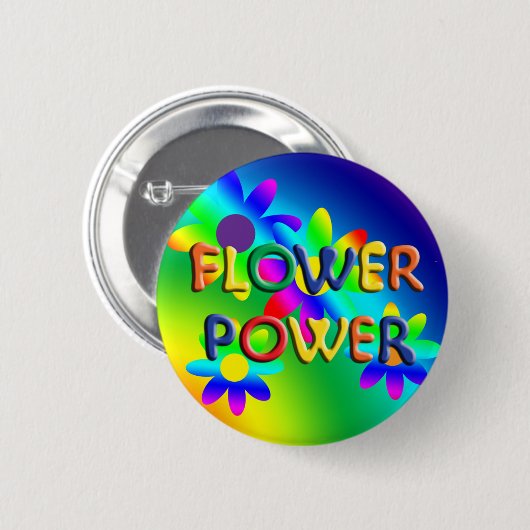 Blume Power Hippie Button (Vorne & Hinten)
