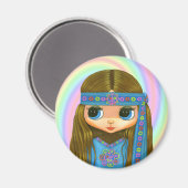 Blume Power Hippie Doll Magnet (Vorderseite/Rückseite)