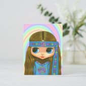 Blume Power Hippie Doll Postkarte (Stehend Vorderseite)