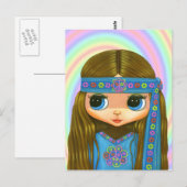 Blume Power Hippie Doll Postkarte (Vorne/Hinten)