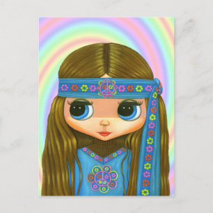 Blume Power Hippie Doll Postkarte