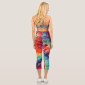 Blume Power Hippie Gefärbte Krawatte Rainbow Capri Leggings (Rückseite)