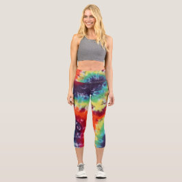 Blume Power Hippie Gefärbte Krawatte Rainbow Capri Leggings
