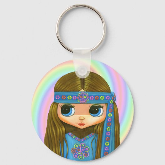 Blume Power Hippie Schlüsselanhänger (Vorderseite)