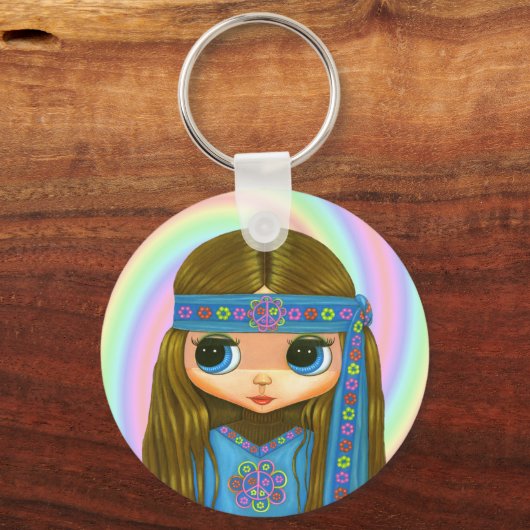 Blume Power Hippie Schlüsselanhänger (Vorderseite)