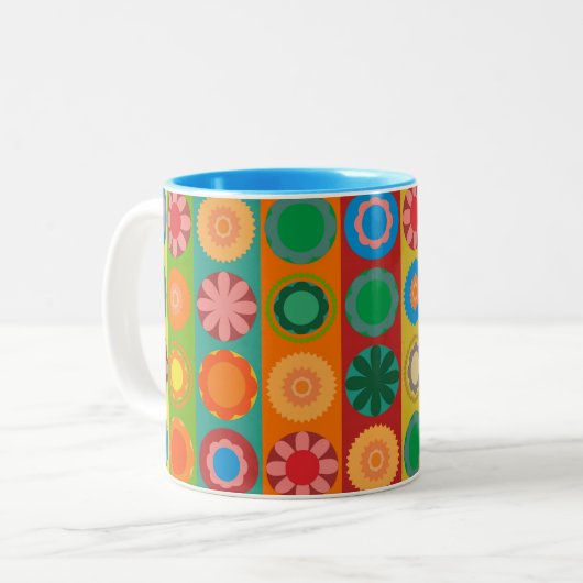Blume Power in Reihen Zweifarbige Tasse (Vorderseite Links)