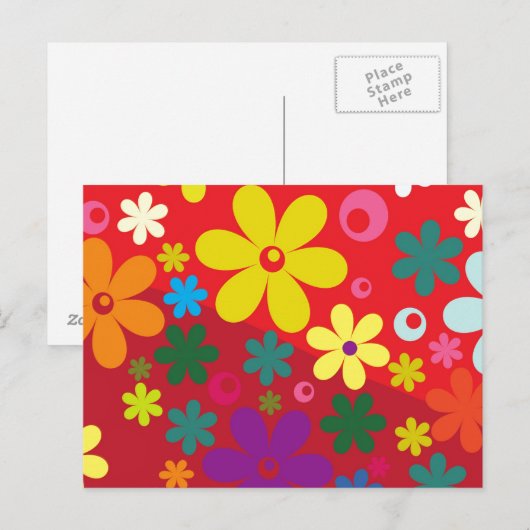 Blume Power in Rot Postkarte (Vorne/Hinten)