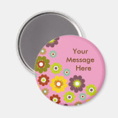 Blume Power Magnet Pink personalisieren (Vorderseite/Rückseite)